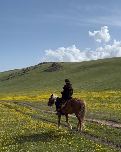 kyrgyzstan 🇰🇬 staying in yurts, watching herds move across the hills, sharing nomadic meals… a slower pace of living, th